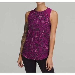 Lululemon Sculpt Tank Top Cheetah Camo Magenta Purple Multi Women's Size 8